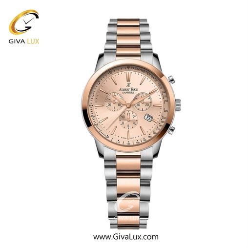 ساعت مچی اورجینال زنانه آلبرت ترایس سه موتوره کرنوگراف رزگلد | نقره ای-رزگلد| رزگلد| کد رفرنس AT20348