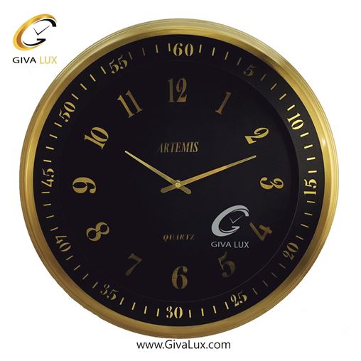 ساعت دیواری اورجینال آرتمیس آلیاژ فلزی طلایی| کد رفرنس 90017، مدل: 2037GoldBlack