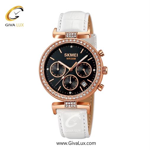 ساعت مچی اورجینال زنانه اسکمی (Skmei) سه موتوره کرنوگراف رزگلد | سفید| مشکی| کد رفرنس 2089