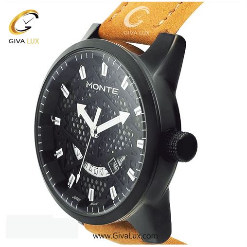 پک کادویی ساعت مچی مردانه بند استیل مشکی مونته با بند اضافه چرمی M751340 JBRB 22115-1.jpg