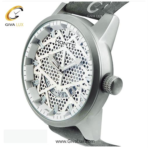 پک کادویی ساعت مچی مردانه بند استیل نقره ای مونته با بند اضافه چرمی طوسی M751340 GRAYW 22118-2.jpg