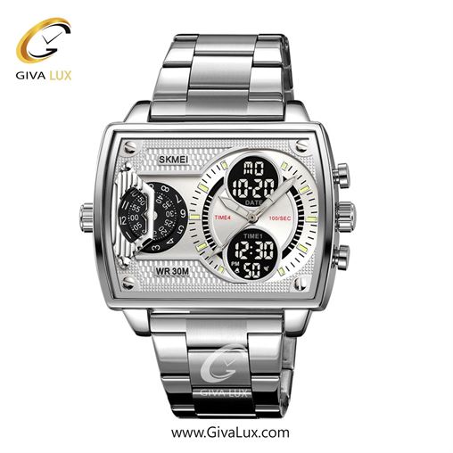 ساعت مچی اورجینال مردانه اسکمی (Skmei) چهار زمانه نقره ای | نقره ای| نقره ای| کد رفرنس 2229