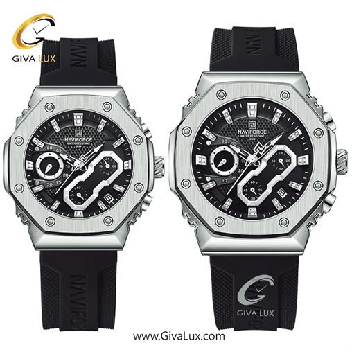 ساعت مچی اورجینال ناوی فورس ست سه موتوره کرنوگراف نقره ای | مشکی | مشکی | کد رفرنس NF8035-B/GY/B 222_NF8035-SWB-1.jpg