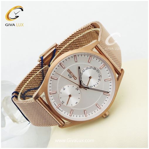 ساعت مردانه سیکو بند حصیری فول استیل رزگلد