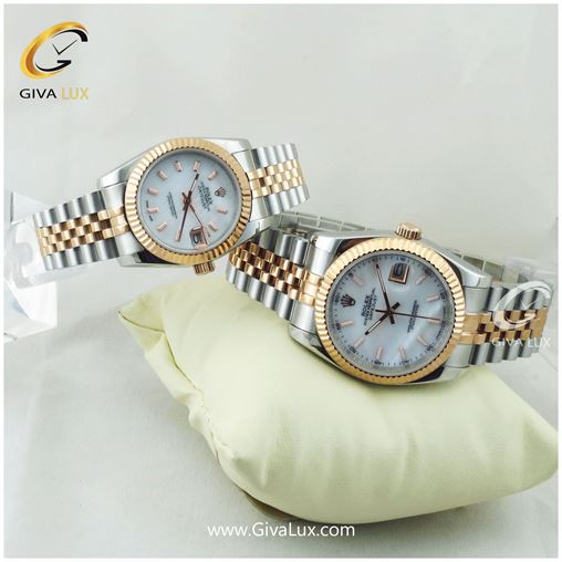 ست ساعت مچی رولکس دیت جاست نقره ای رزگلد