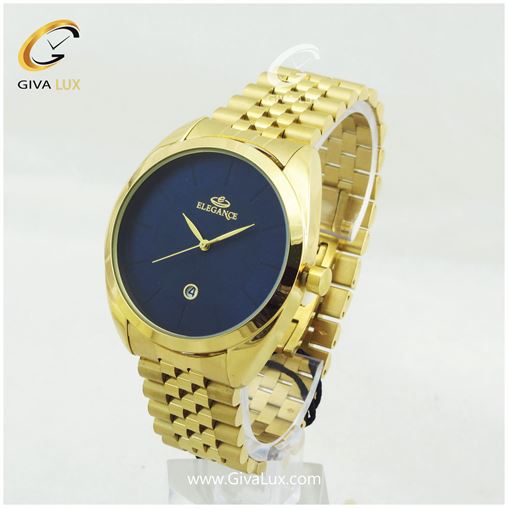 ساعت مچی مردانه بند فلزی طلایی مدل الگانس