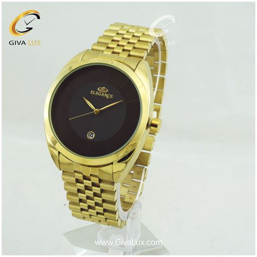 ساعت مچی مردانه بند فلزی طلایی الگانس