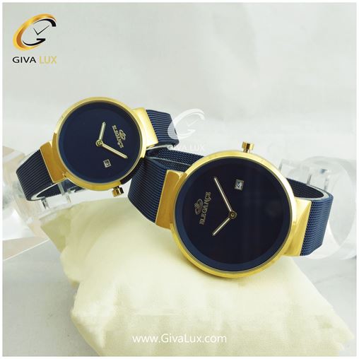 ساعت مچی ست مردانه و زنانه بند حصیری سورمه ای  الگانس