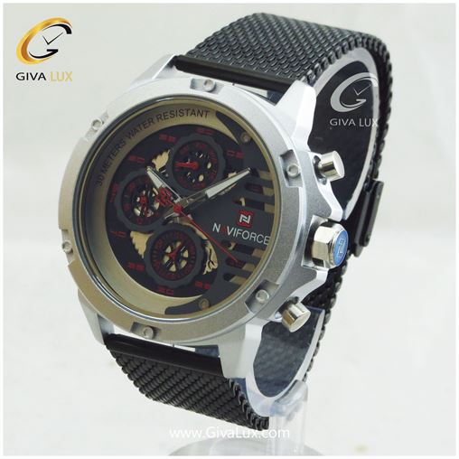 ساعت مچی مردانه سه موتوره فول تایم بند حصیری ناوی فورس