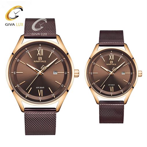  ست ساعت مچی  بند حصیری کافی نوی فورس مدل NF3013