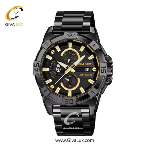 ساعت مچی اورجینال مردانه اسکمی (Skmei) سه موتوره کرنوگراف مشکی | مشکی| مشکی-طلایی| کد رفرنس 2399