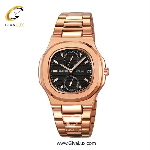 ساعت مچی اورجینال مردانه اسکمی (Skmei) سه موتوره کرنوگراف رزگلد | رزگلد| مشکی| کد رفرنس 2423
