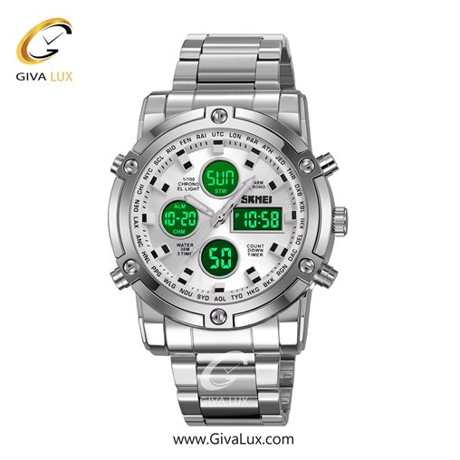 ساعت مچی اورجینال مردانه اسکمی (Skmei) سه زمانه نقره ای | نقره ای| نقره ای| کد رفرنس 2556