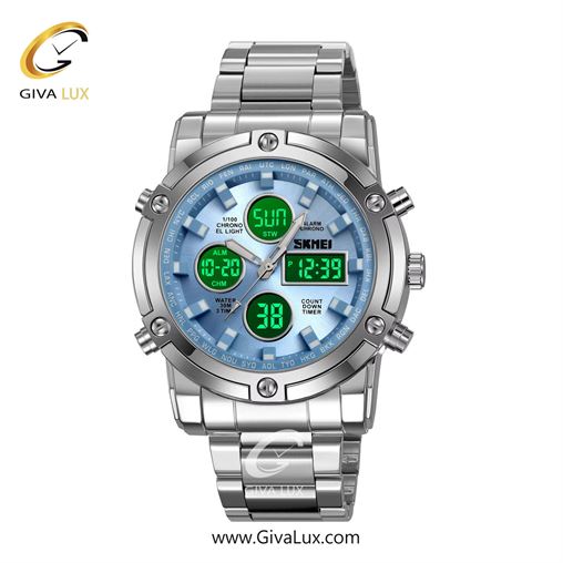 ساعت مچی اورجینال مردانه اسکمی (Skmei) سه زمانه نقره ای | نقره ای| آبی| کد رفرنس 2556