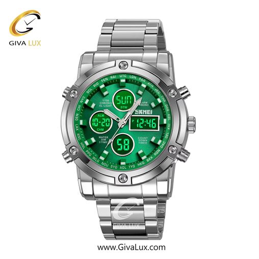 ساعت مچی اورجینال مردانه اسکمی (Skmei) سه زمانه نقره ای | نقره ای| سبز| کد رفرنس 2556