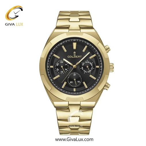 ساعت مچی اورجینال مردانه کلبرت COLBERT سه موتوره فول تایم طلایی | طلایی| مشکی| کد رفرنس 0285M