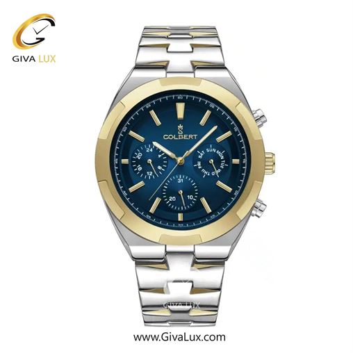 ساعت مچی اورجینال مردانه کلبرت COLBERT سه موتوره فول تایم طلایی | طلایی-نقره ای| سرمه ای| کد رفرنس 0285M