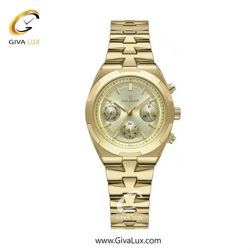 ساعت مچی اورجینال زنانه کلبرت COLBERT سه موتوره فول تایم طلایی | طلایی| طلایی| کد رفرنس 0285L