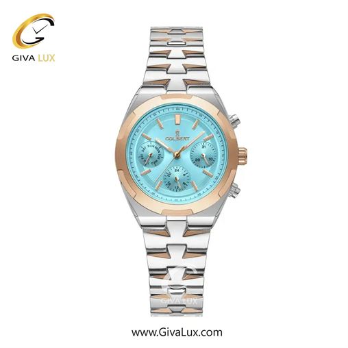 ساعت مچی اورجینال زنانه کلبرت COLBERT سه موتوره فول تایم رزگلد | رزگلد-نقره ای| آبی| کد رفرنس 0285L
