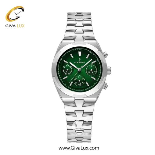 ساعت مچی اورجینال زنانه کلبرت COLBERT سه موتوره فول تایم نقره ای | نقره ای| سبز یشمی تیره| کد رفرنس 0285L
