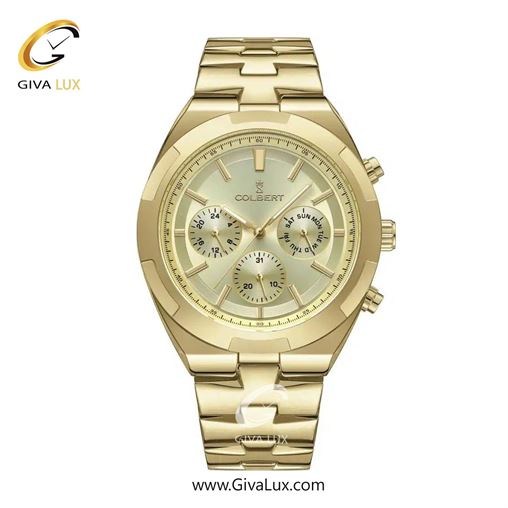 ساعت مچی اورجینال مردانه کلبرت COLBERT سه موتوره فول تایم طلایی | طلایی| طلایی| کد رفرنس 0285M