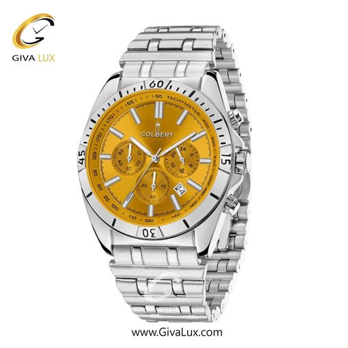 ساعت مچی اورجینال مردانه کلبرت COLBERT سه موتوره کرنوگراف نقره ای | نقره ای| خردلی| کد رفرنس 0286G