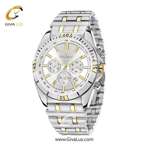 ساعت مچی اورجینال مردانه کلبرت COLBERT سه موتوره کرنوگراف نقره ای | نقره ای-طلایی| نقره ای| کد رفرنس 0286G