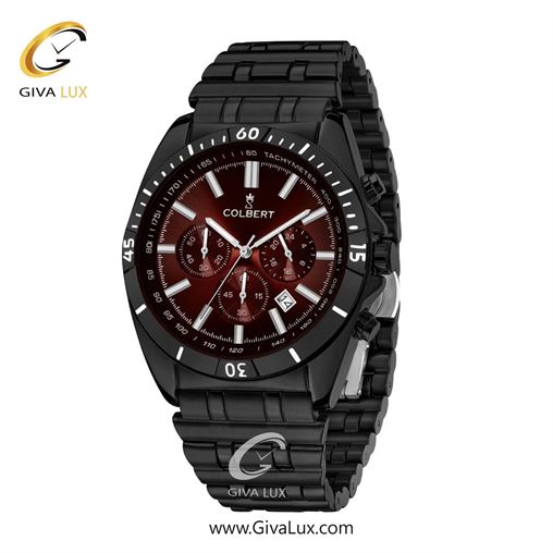 ساعت مچی اورجینال مردانه کلبرت COLBERT سه موتوره کرنوگراف مشکی | مشکی| زرشکی| کد رفرنس 0286G