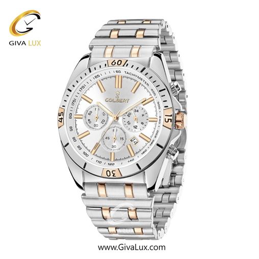 ساعت مچی اورجینال مردانه کلبرت COLBERT سه موتوره کرنوگراف نقره ای | نقره ای-رزگلد| نقره ای| کد رفرنس 0286G