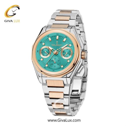 ساعت مچی اورجینال زنانه کلبرت COLBERT سه موتوره فول تایم رزگلد | رزگلد-نقره ای| آبی| کد رفرنس 0287L
