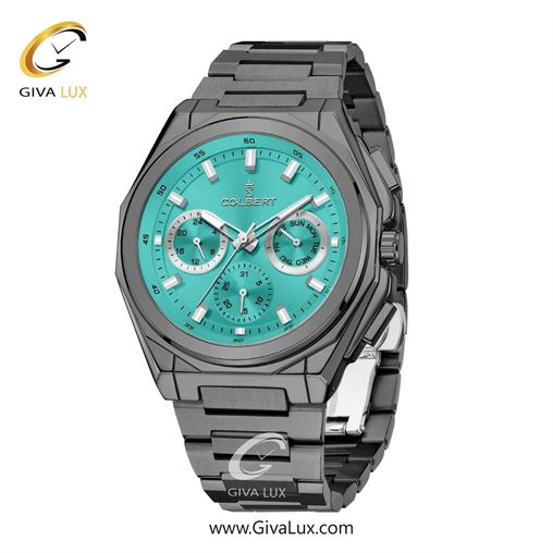 ساعت مچی اورجینال مردانه کلبرت COLBERT سه موتوره فول تایم تیتانیوم | تیتانیوم| سبزآبی| کد رفرنس 0287M