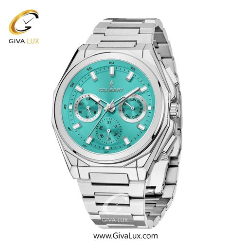 ساعت مچی اورجینال مردانه کلبرت COLBERT سه موتوره فول تایم نقره ای | نقره ای| سبزآبی| کد رفرنس 0287M