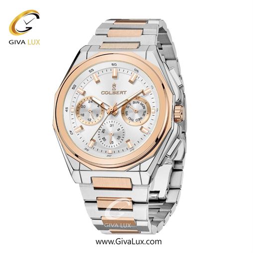 ساعت مچی اورجینال مردانه کلبرت COLBERT سه موتوره فول تایم رزگلد | نقره ای-رزگلد| نقره ای| کد رفرنس 0287M