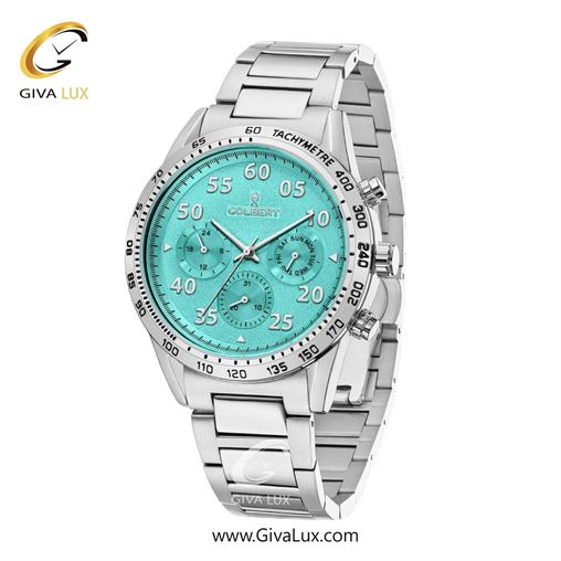 ساعت مچی اورجینال مردانه کلبرت COLBERT سه موتوره فول تایم نقره ای | نقره ای| سبزآبی| کد رفرنس 0288M