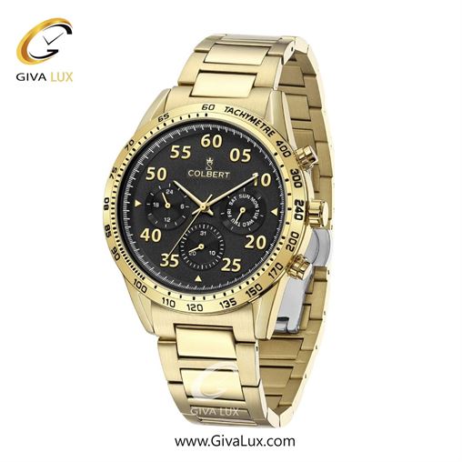 ساعت مچی اورجینال مردانه کلبرت COLBERT سه موتوره فول تایم طلایی | طلایی| مشکی| کد رفرنس 0288M