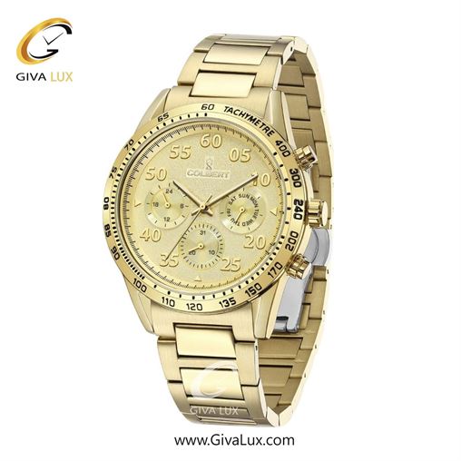 ساعت مچی اورجینال مردانه کلبرت COLBERT سه موتوره فول تایم طلایی | طلایی| طلایی| کد رفرنس 0288M