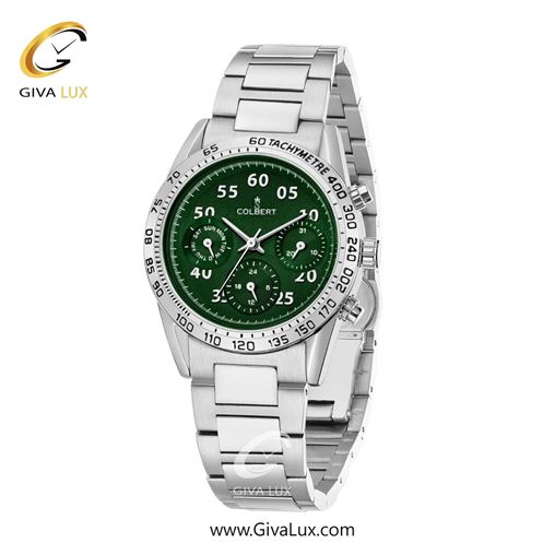 ساعت مچی اورجینال زنانه کلبرت COLBERT سه موتوره فول تایم نقره ای | نقره ای| سبز یشمی تیره| کد رفرنس 0288L