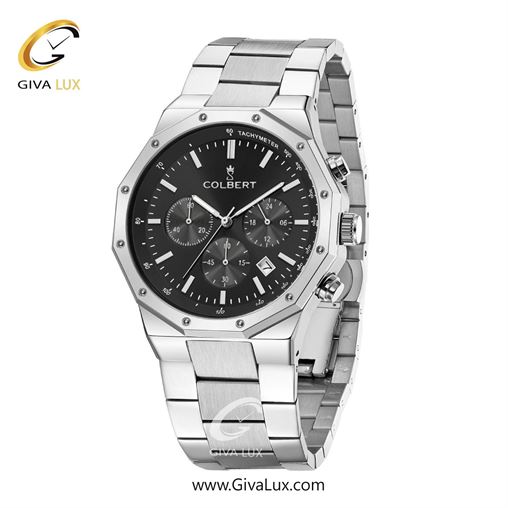 ساعت مچی اورجینال مردانه کلبرت COLBERT سه موتوره کرنوگراف نقره ای | نقره ای| مشکی| کد رفرنس 0291G