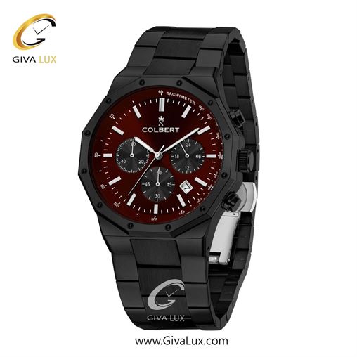 ساعت مچی اورجینال مردانه کلبرت COLBERT سه موتوره کرنوگراف مشکی | مشکی| زرشکی| کد رفرنس 0291G