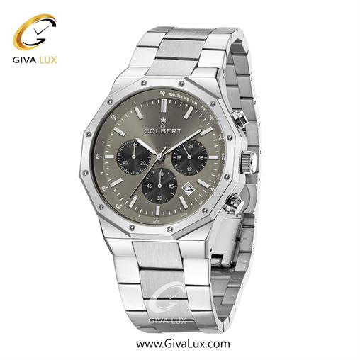 ساعت مچی اورجینال مردانه کلبرت COLBERT سه موتوره کرنوگراف نقره ای | نقره ای| طوسی| کد رفرنس 0291G