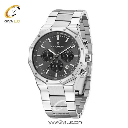 ساعت مچی اورجینال مردانه کلبرت COLBERT سه موتوره کرنوگراف نقره ای | نقره ای| دودی|تیتانیوم| کد رفرنس 0291G