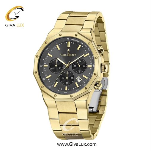 ساعت مچی اورجینال مردانه کلبرت COLBERT سه موتوره کرنوگراف طلایی | طلایی| دودی|تیتانیوم| کد رفرنس 0291G