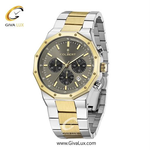 ساعت مچی اورجینال مردانه کلبرت COLBERT سه موتوره کرنوگراف طلایی | نقره ای-طلایی| طوسی| کد رفرنس 0291G
