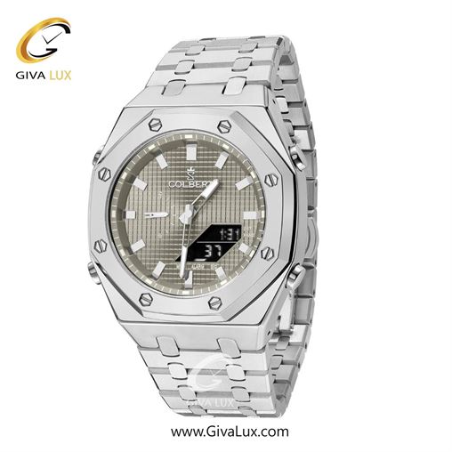 ساعت مچی اورجینال مردانه کلبرت COLBERT دو زمانه نقره ای | نقره ای| خاکستری بژ| کد رفرنس 0293G