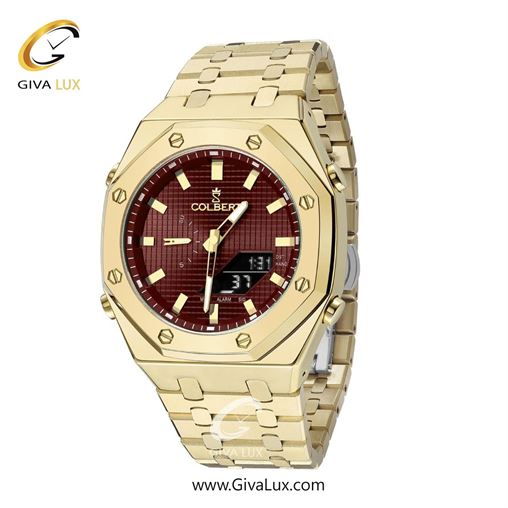 ساعت مچی اورجینال مردانه کلبرت COLBERT دو زمانه طلایی | طلایی| زرشکی| کد رفرنس 0293G