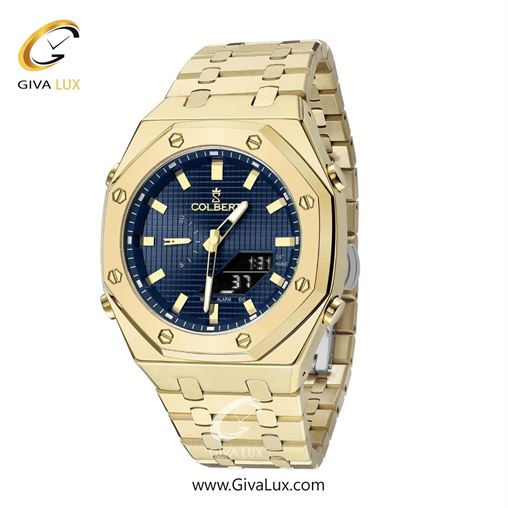 ساعت مچی اورجینال مردانه کلبرت COLBERT دو زمانه طلایی | طلایی| سرمه ای| کد رفرنس 0293G