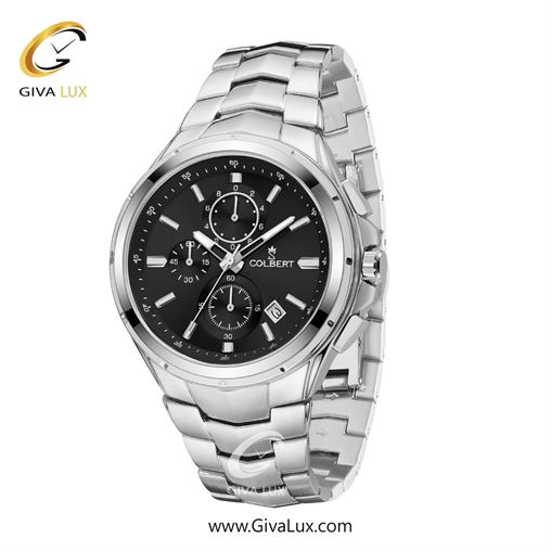 ساعت مچی اورجینال مردانه کلبرت COLBERT سه موتوره کرنوگراف نقره ای | نقره ای| مشکی| کد رفرنس 0294M