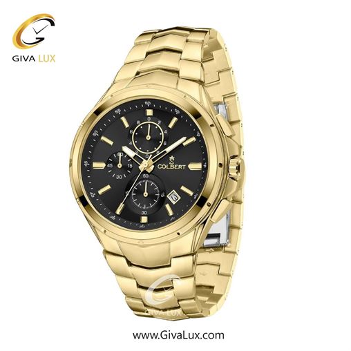 ساعت مچی اورجینال مردانه کلبرت COLBERT سه موتوره کرنوگراف طلایی | طلایی| مشکی| کد رفرنس 0294M
