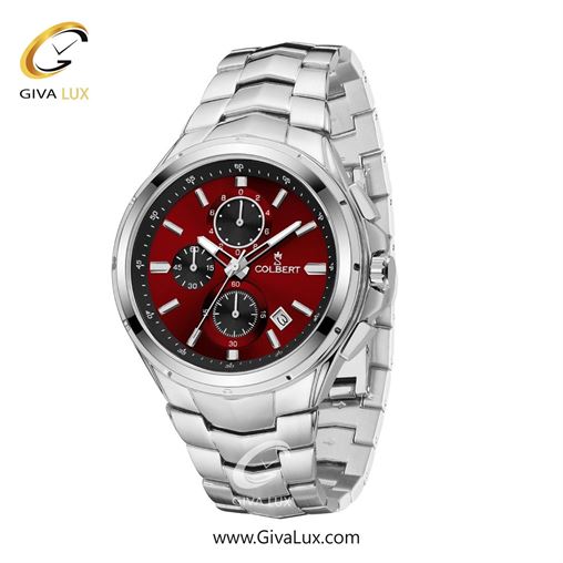 ساعت مچی اورجینال مردانه کلبرت COLBERT سه موتوره کرنوگراف نقره ای | نقره ای| زرشکی| کد رفرنس 0294M