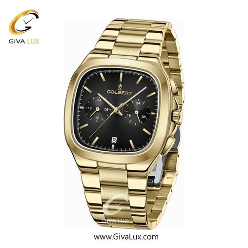 ساعت مچی اورجینال مردانه کلبرت COLBERT سه موتوره فول تایم طلایی | طلایی| مشکی| کد رفرنس 0295G